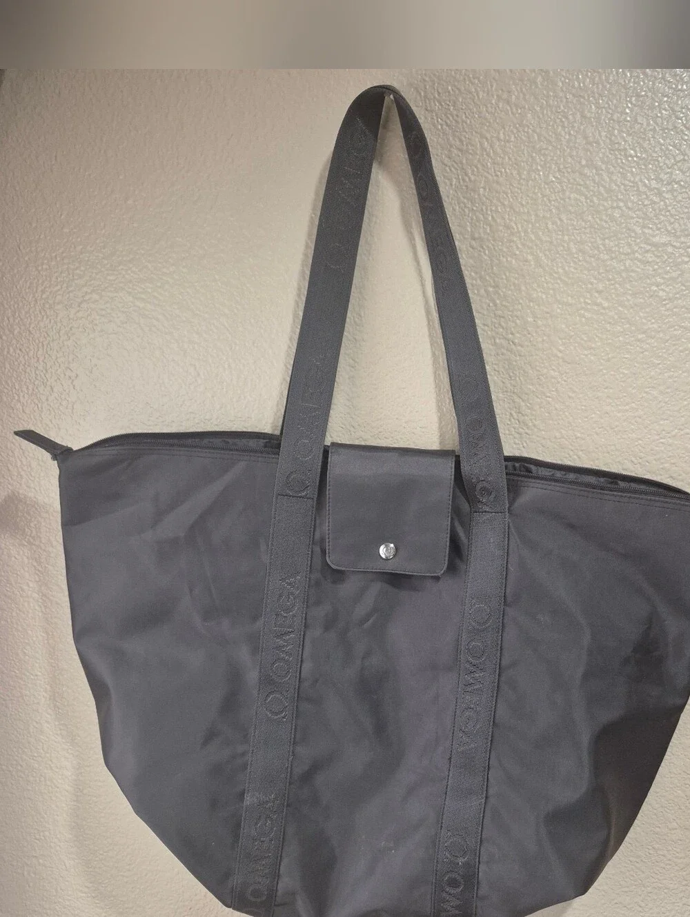 Omega BrownNylon Duffel Tote with Branded Straps